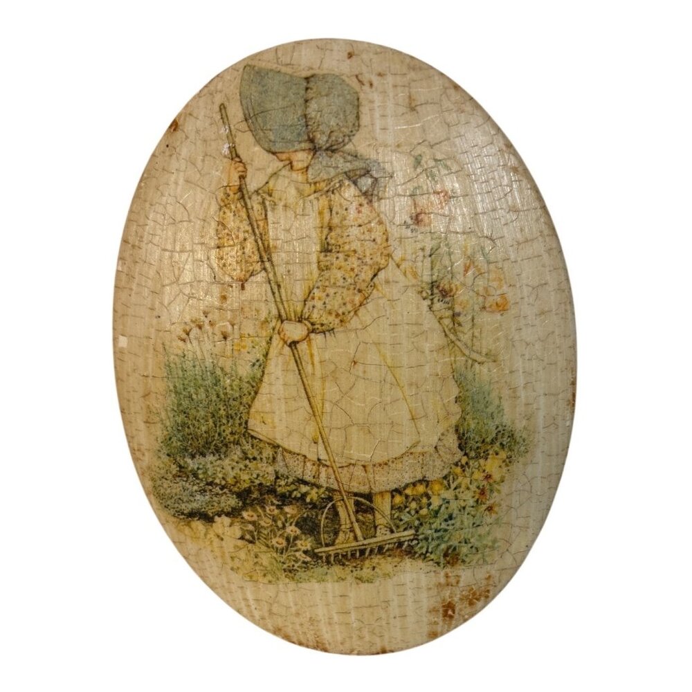 Wall Plaque With Girl & Garden Design Holly Hobbie? Crackle 4.75" Canada Signed